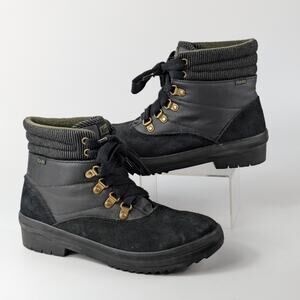 Keds Womens Size 8 Camp Boots Black Suede & Splash Twill Thinsulate Insulated